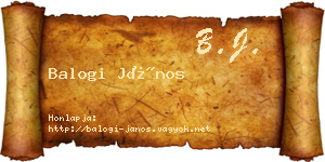 Balogi János névjegykártya